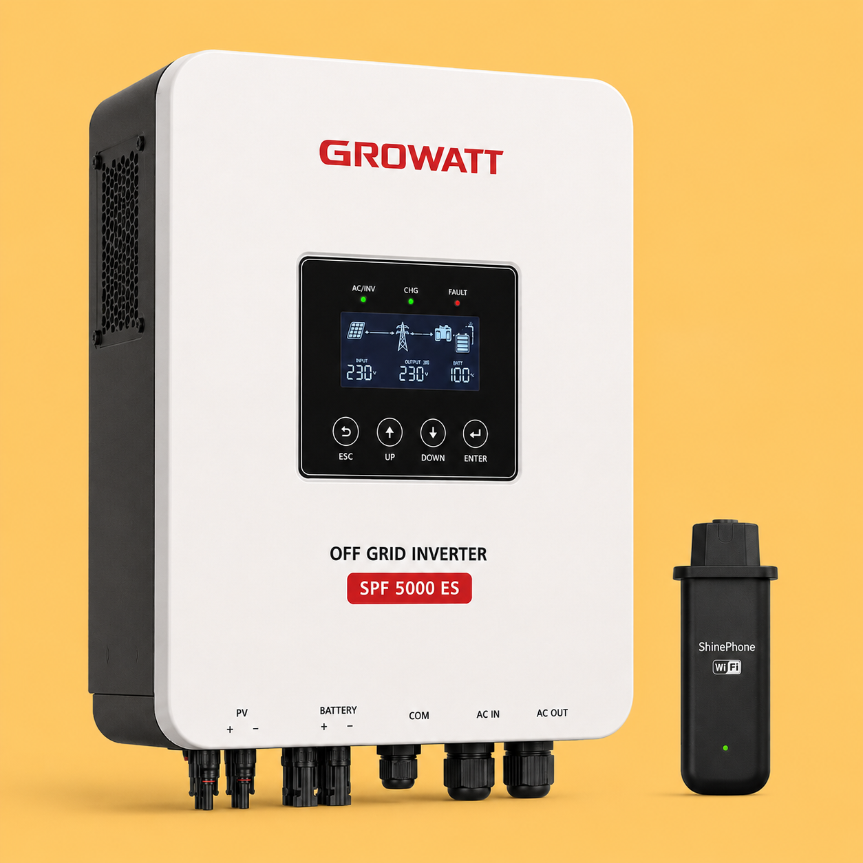 تصویر ۲ GROWATT SOLAR INVERTER + SHINEPHONE WIFSPF 5000ES