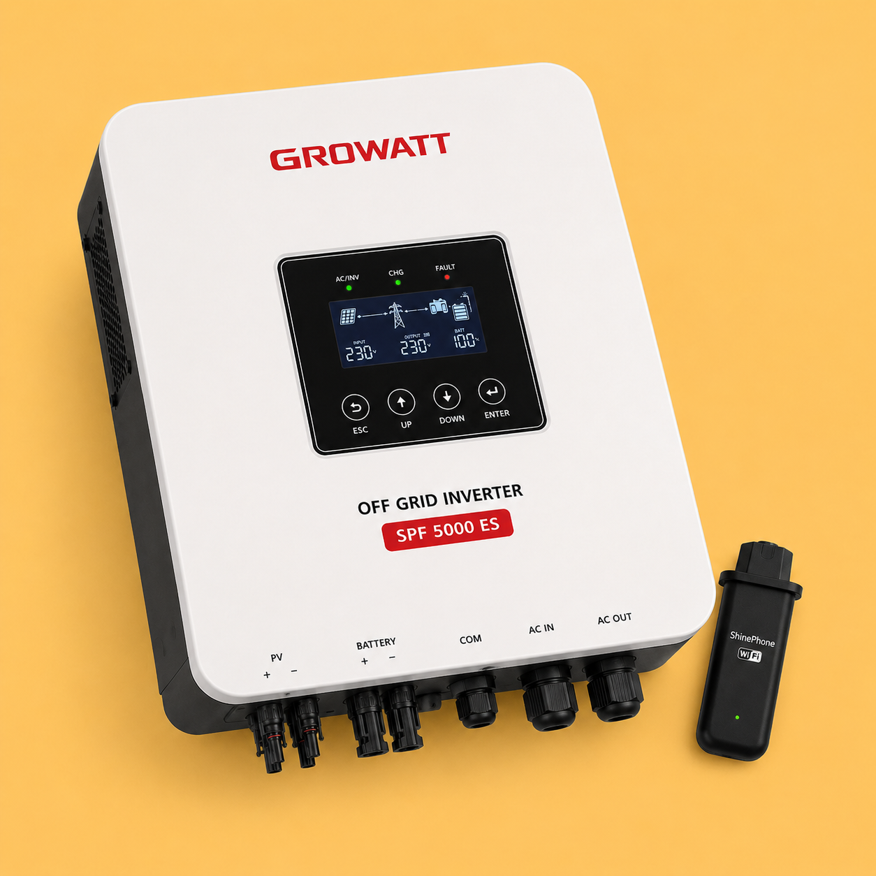 تصویر ۳ GROWATT SOLAR INVERTER + SHINEPHONE WIFSPF 5000ES